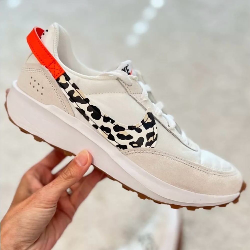 Nike Women's White and Beige Sneakers with Orange Accent 6.5 leopard print NWOB - Picture 4 of 6